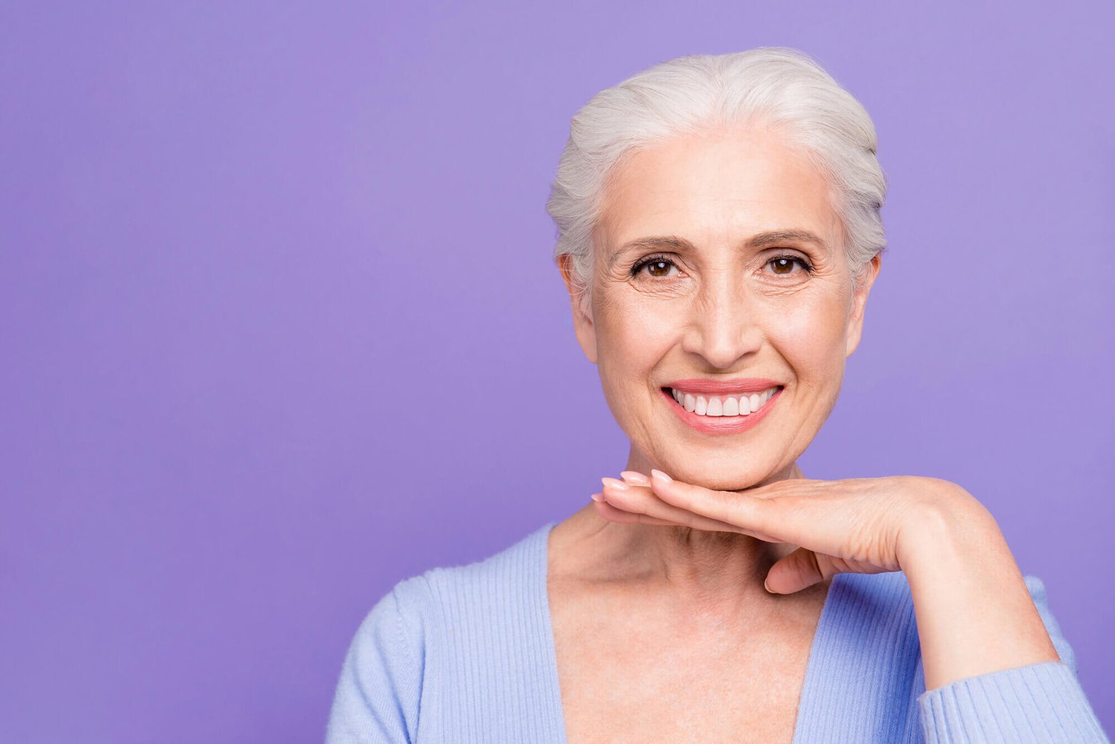 older lady with Dental Implants North Miami